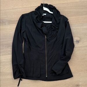 Hanna Elegant Black Ruffle Blazer